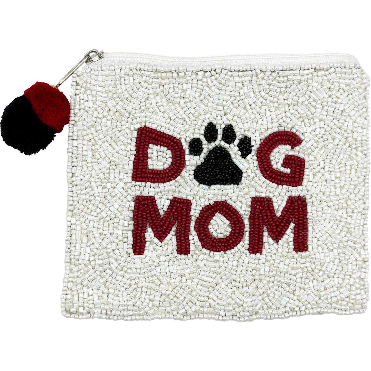 RED DOG MOM BEADED COIN POUCH
