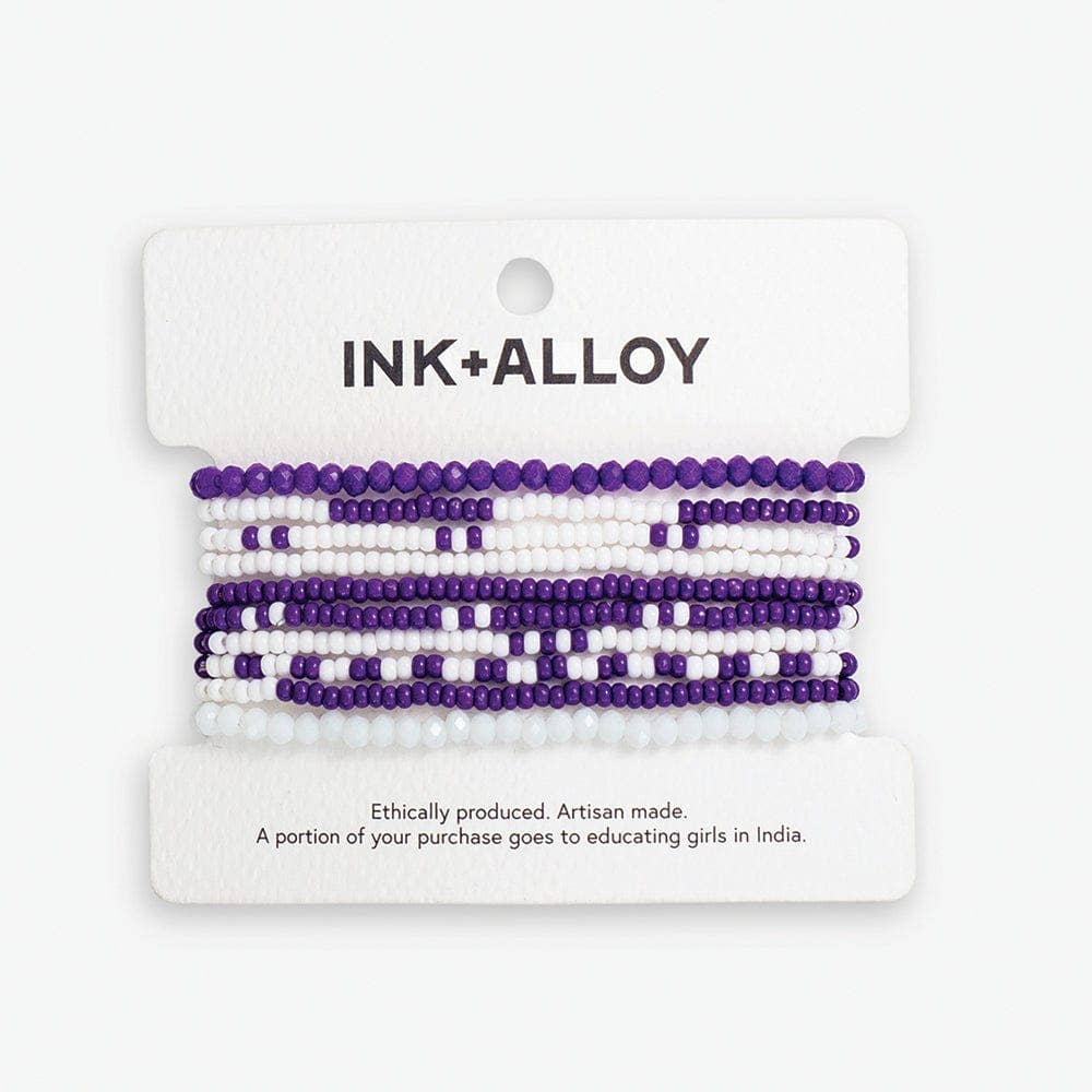 Game Day Beaded 10 Strand Stretch Bracelet Set