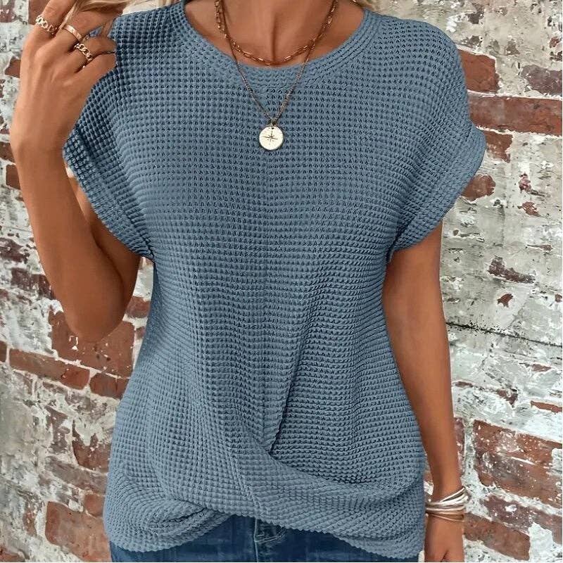 Round Neck Twist Short Sleeve T-Shirt