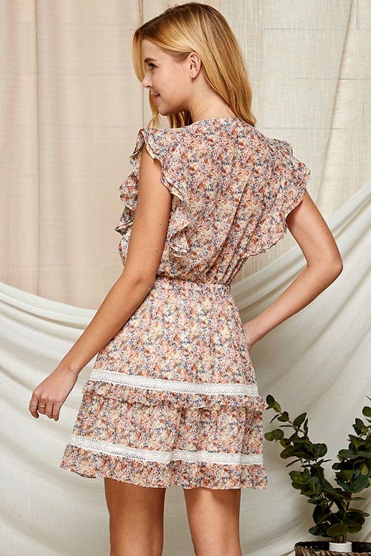 Sleeveless Dress with Ruffle and Lace Accents