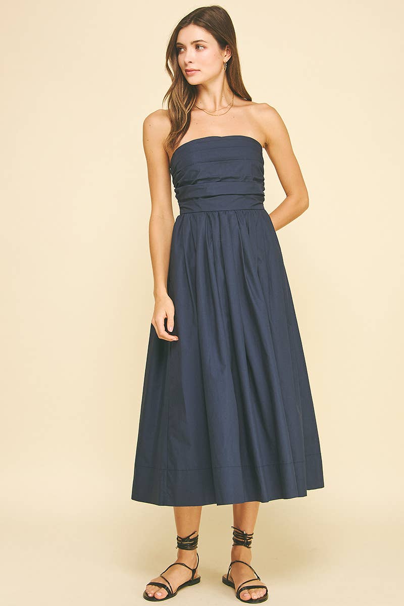 Shirring Detailed Sleeveless Midi Dress