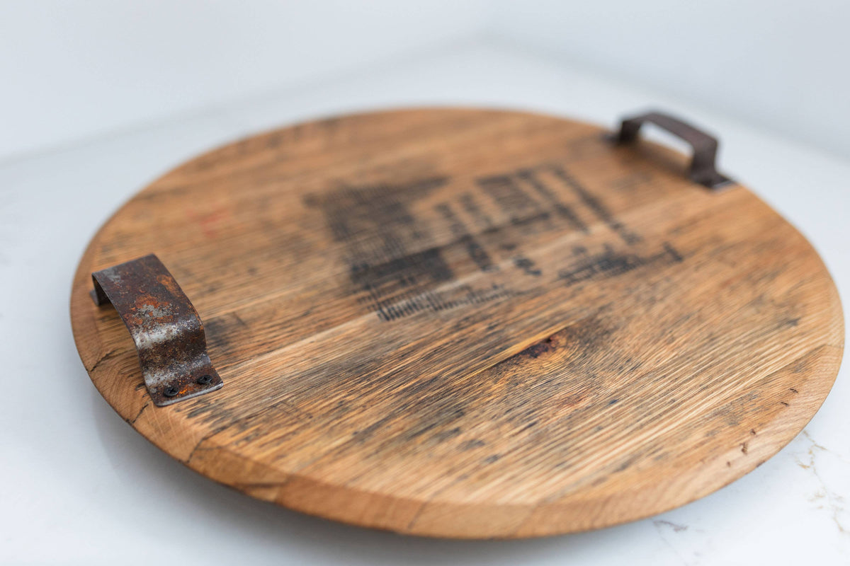 Whiskey Barrel Head Tray