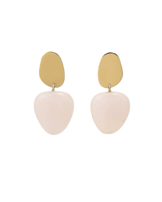 Nina Resin Gold Post Drops White