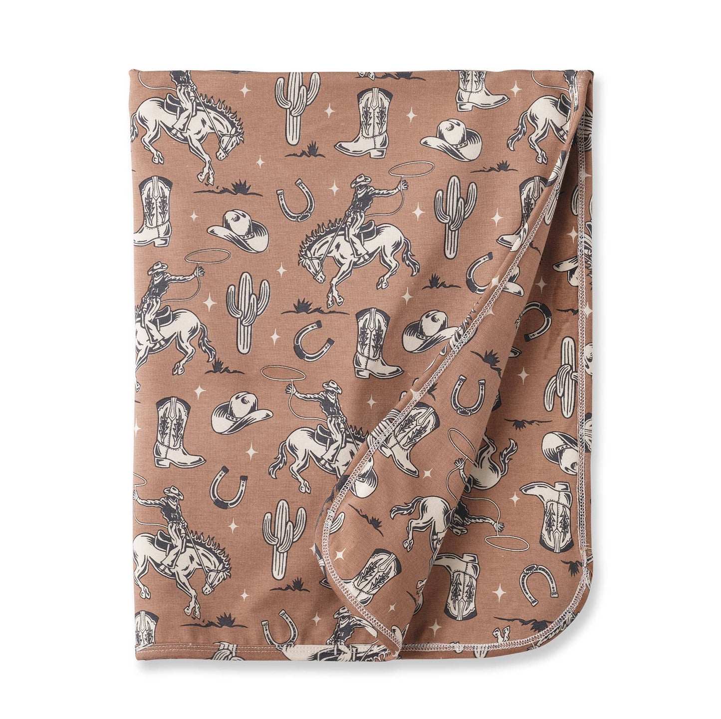 Wild Wrangler/Brown Western Baby Boy Bamboo Stroller Blanket