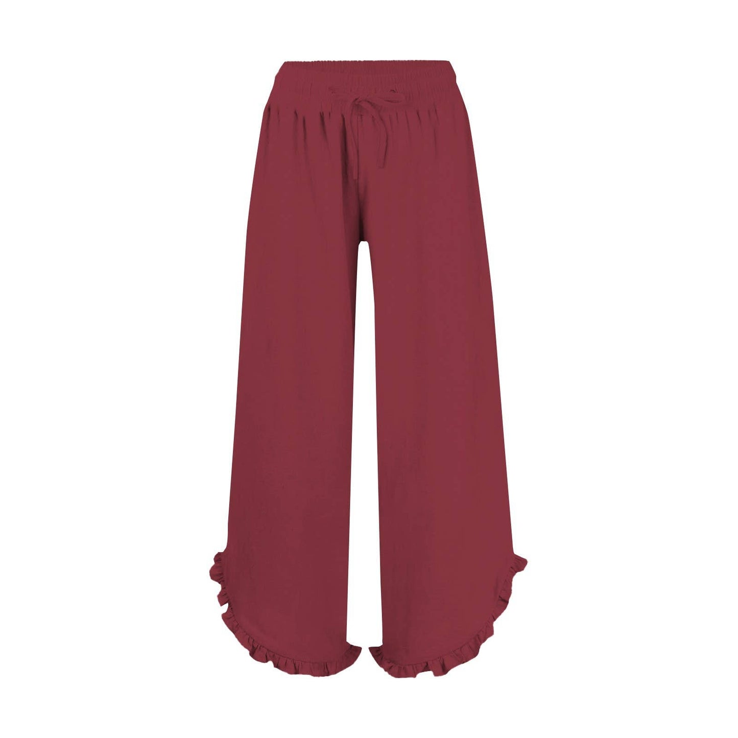 Casual Crop Pants Ruffle Hem Wide-Leg Pants