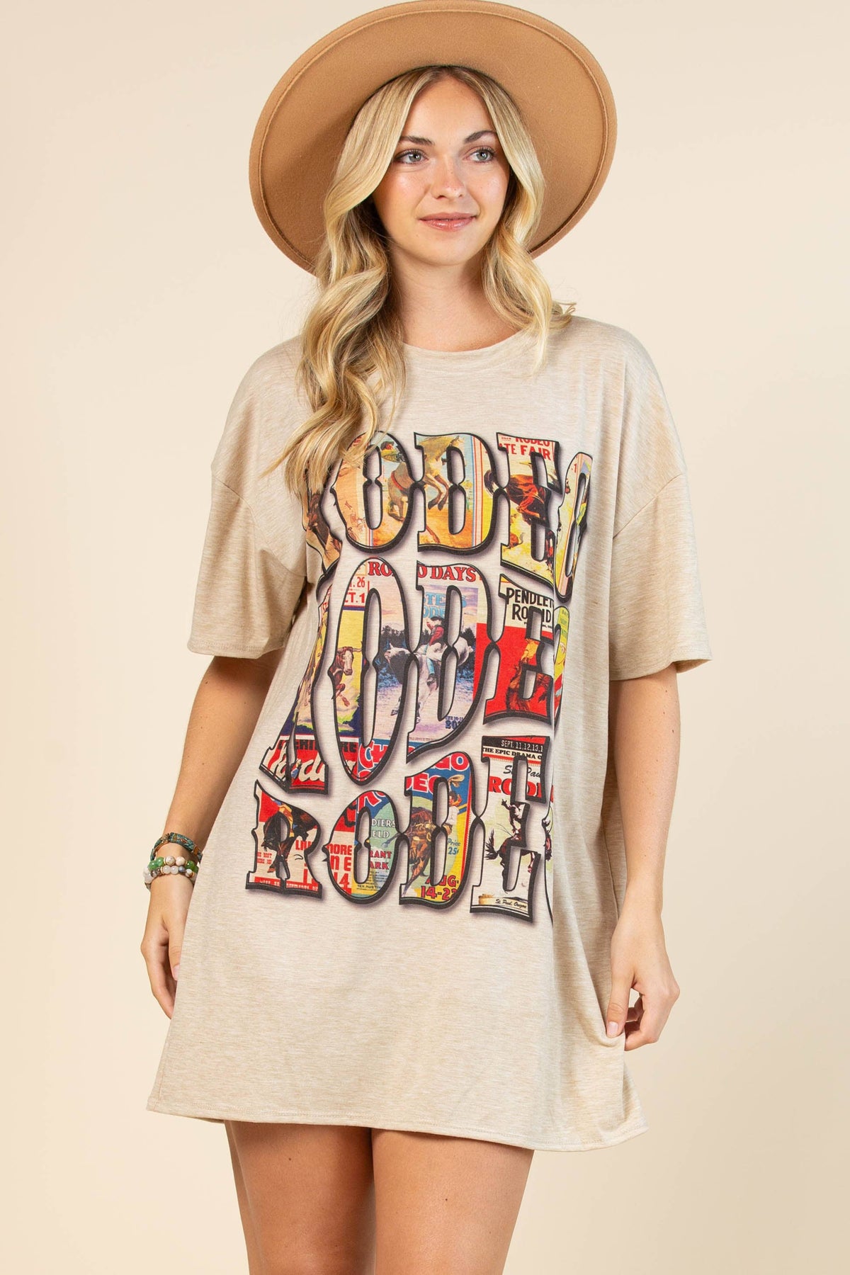 Elyse Vintage Western Rodeo Graphic T-Shirt Dress
