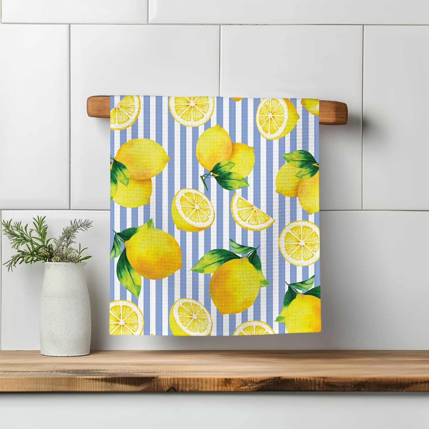 Lemon Stripe Citrus Kitchen Towel