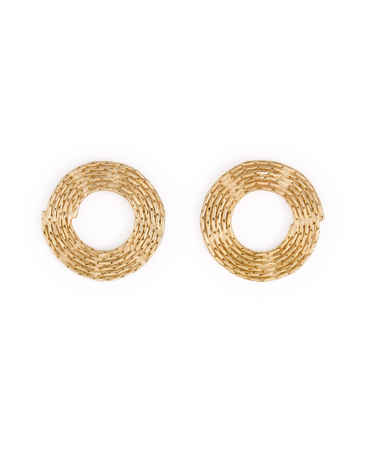 Greta Round Chain Post Earrings Brass
