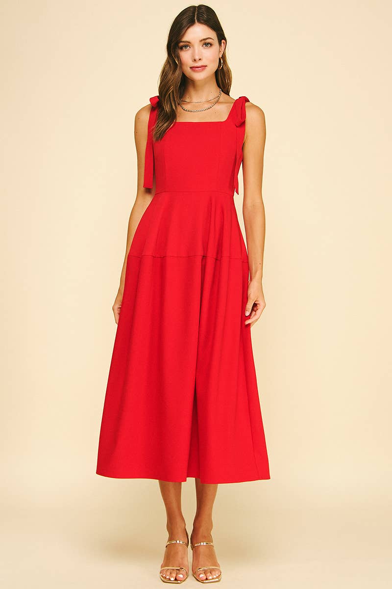 Ribbon Detailed Sleeve Midi Dress