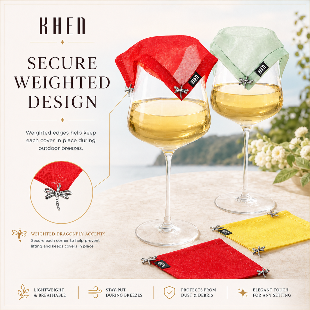Weighted Outdoor Wine Glass Covers - Set of 4