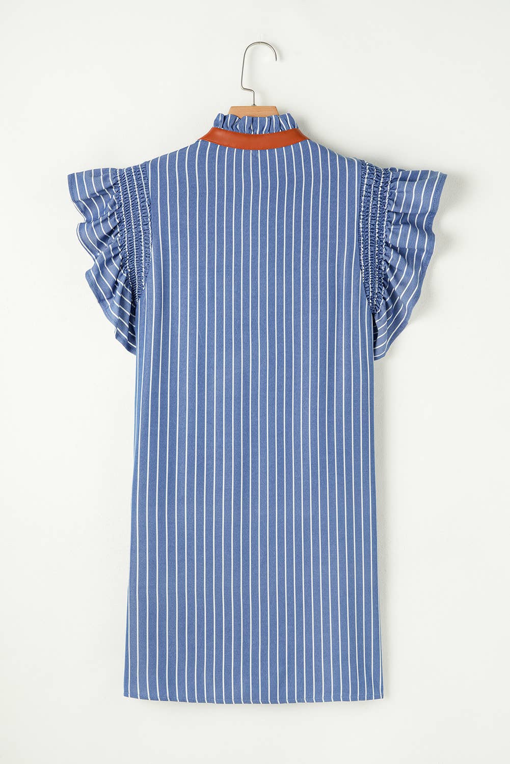 Stripe Frilly Shirred Ruffle Shift Dress