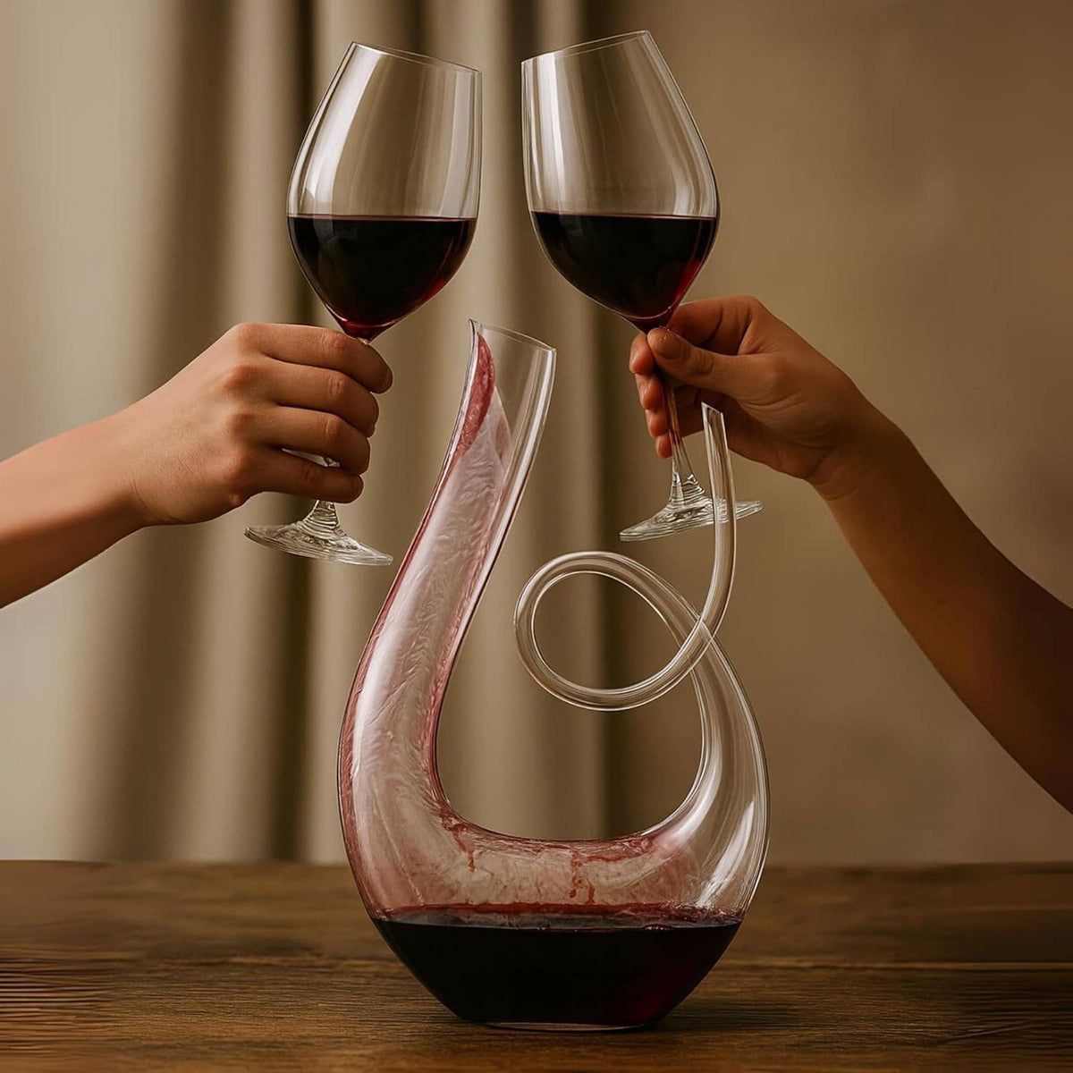 Swirl Wine Decanter Hand-Blown Crystal Glass Carafe