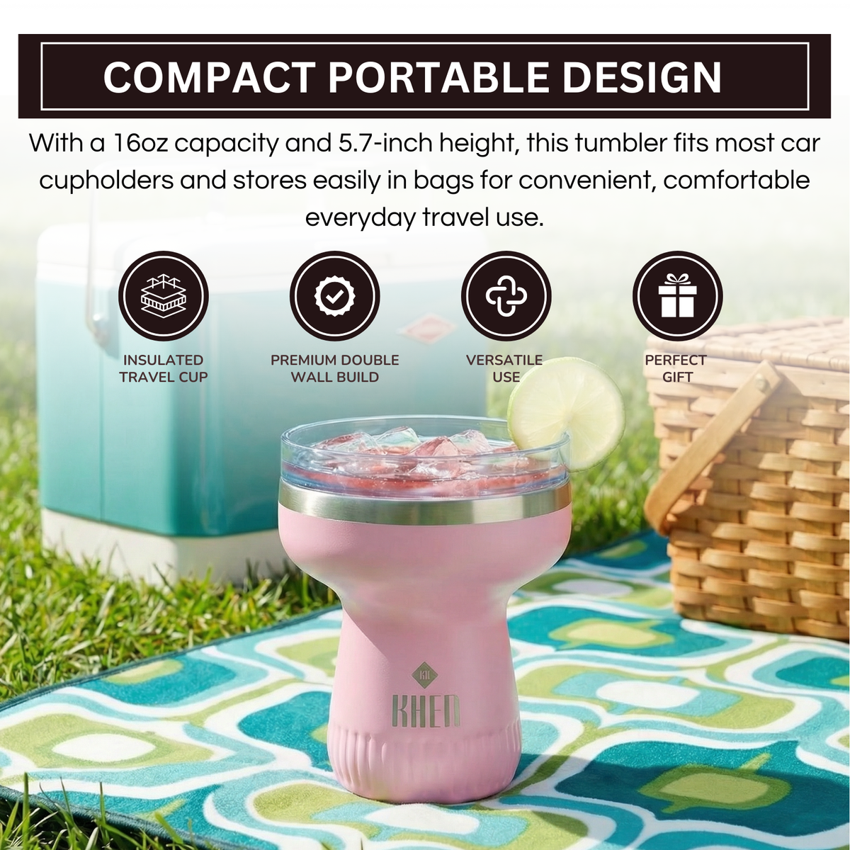 Double Wall Insulated Margarita Tumbler - Cherry Blossom