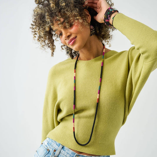 Allie Seed Bead Long Necklace Muted