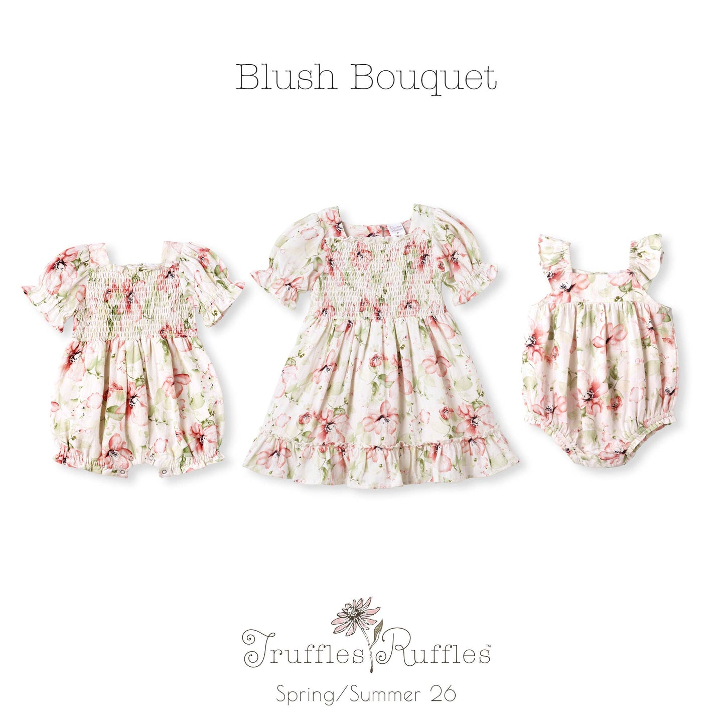 Baby Girl Floral Bubble Romper – Cotton Linen Sunsuit