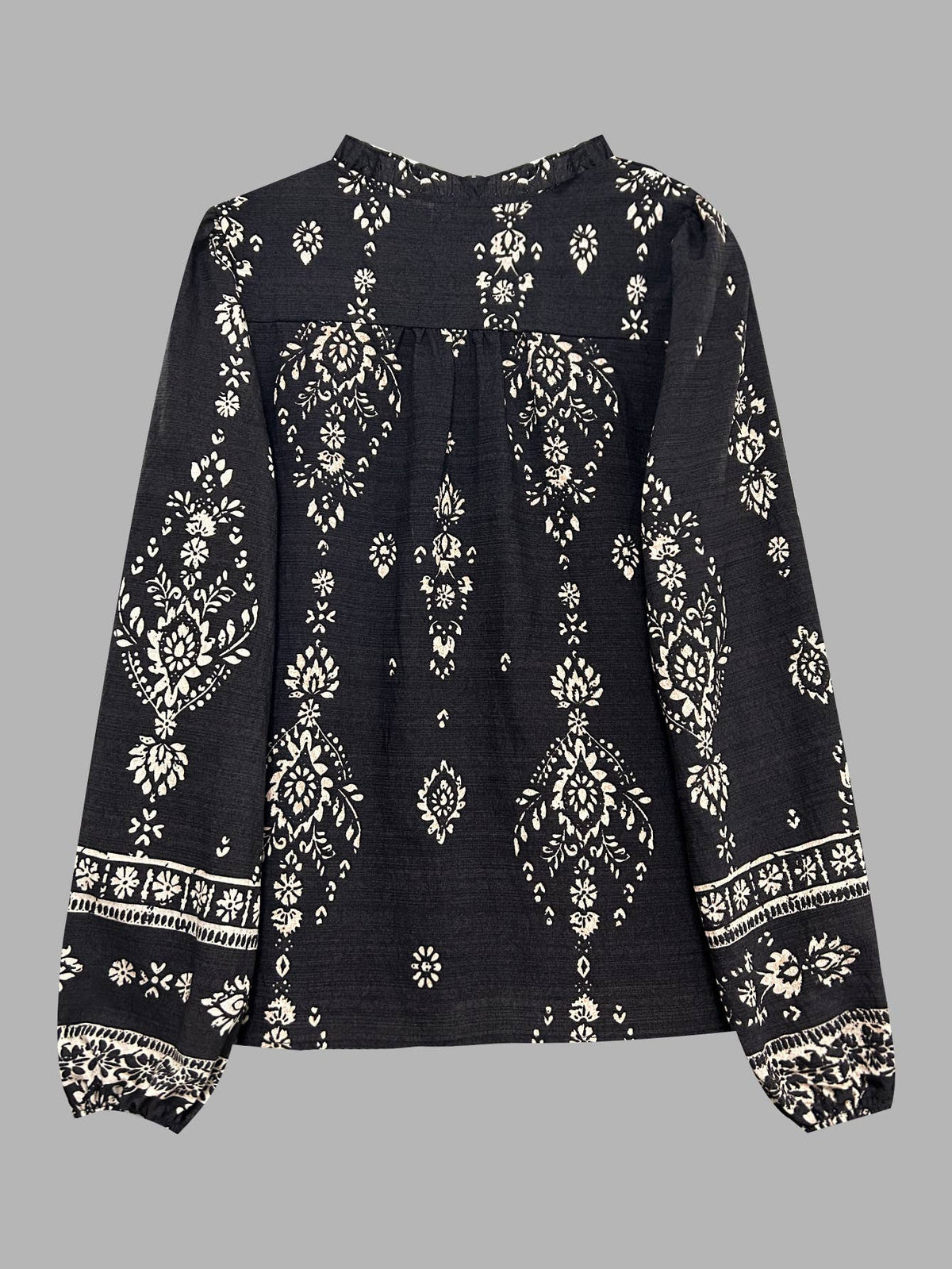 Retro Bohemian Floral Geometric Print Blouse