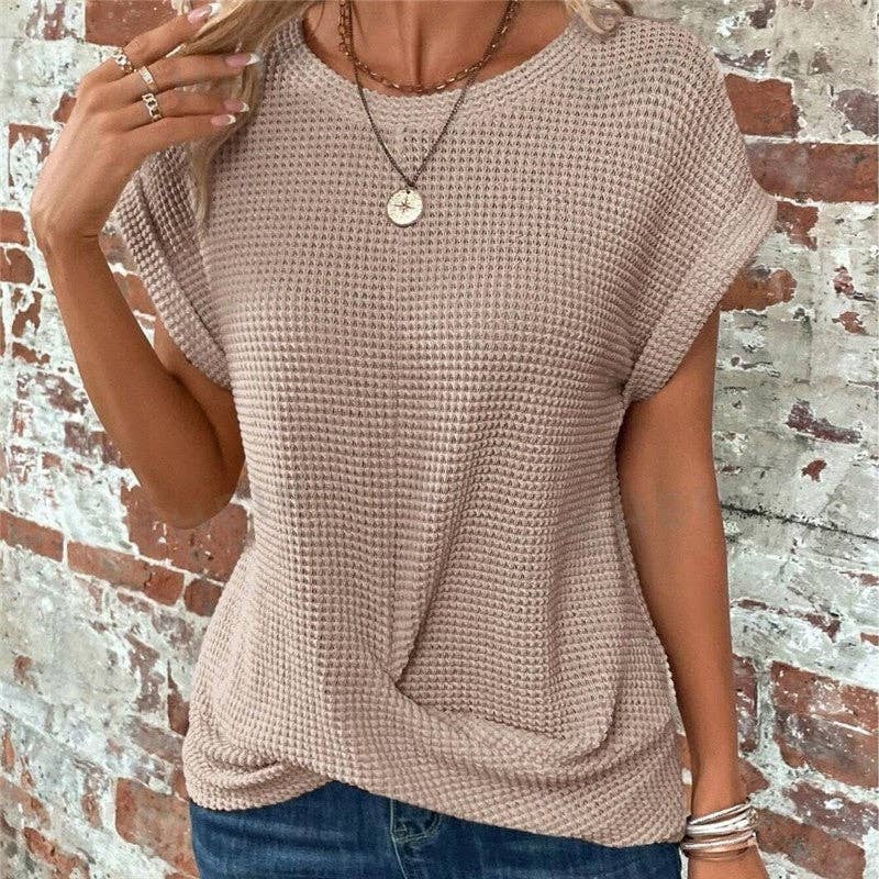 Round Neck Twist Short Sleeve T-Shirt