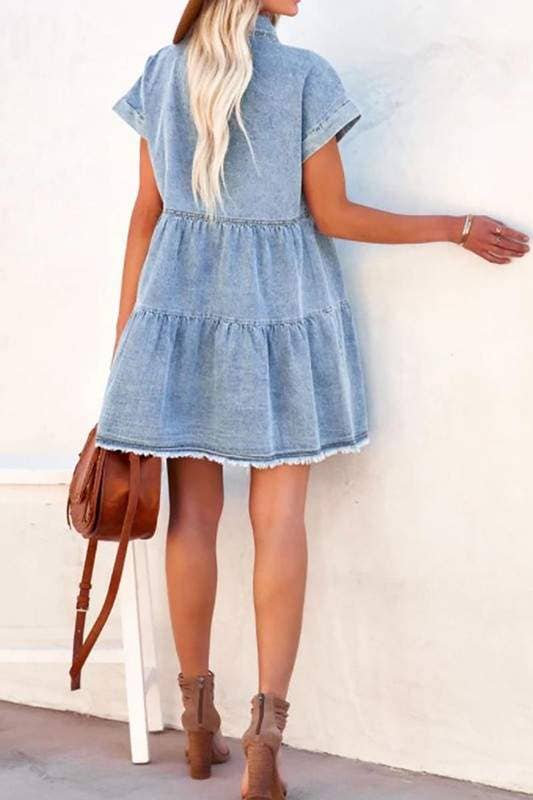 Chic Denim Button Front Dress for Everyday Boutique Styling