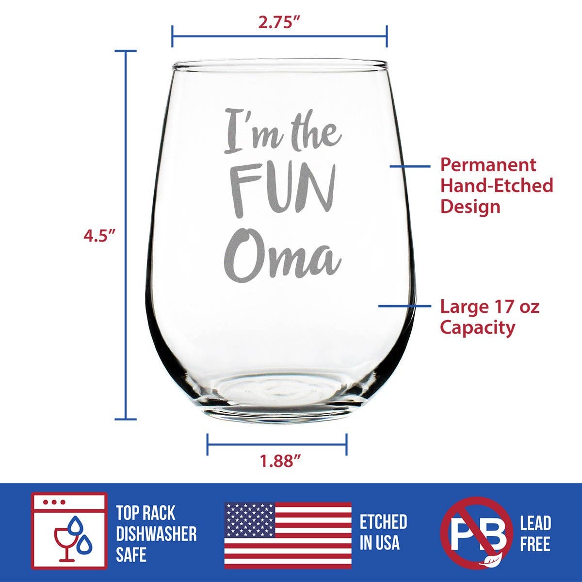 Fun Grandma Stemless Wine Glass
