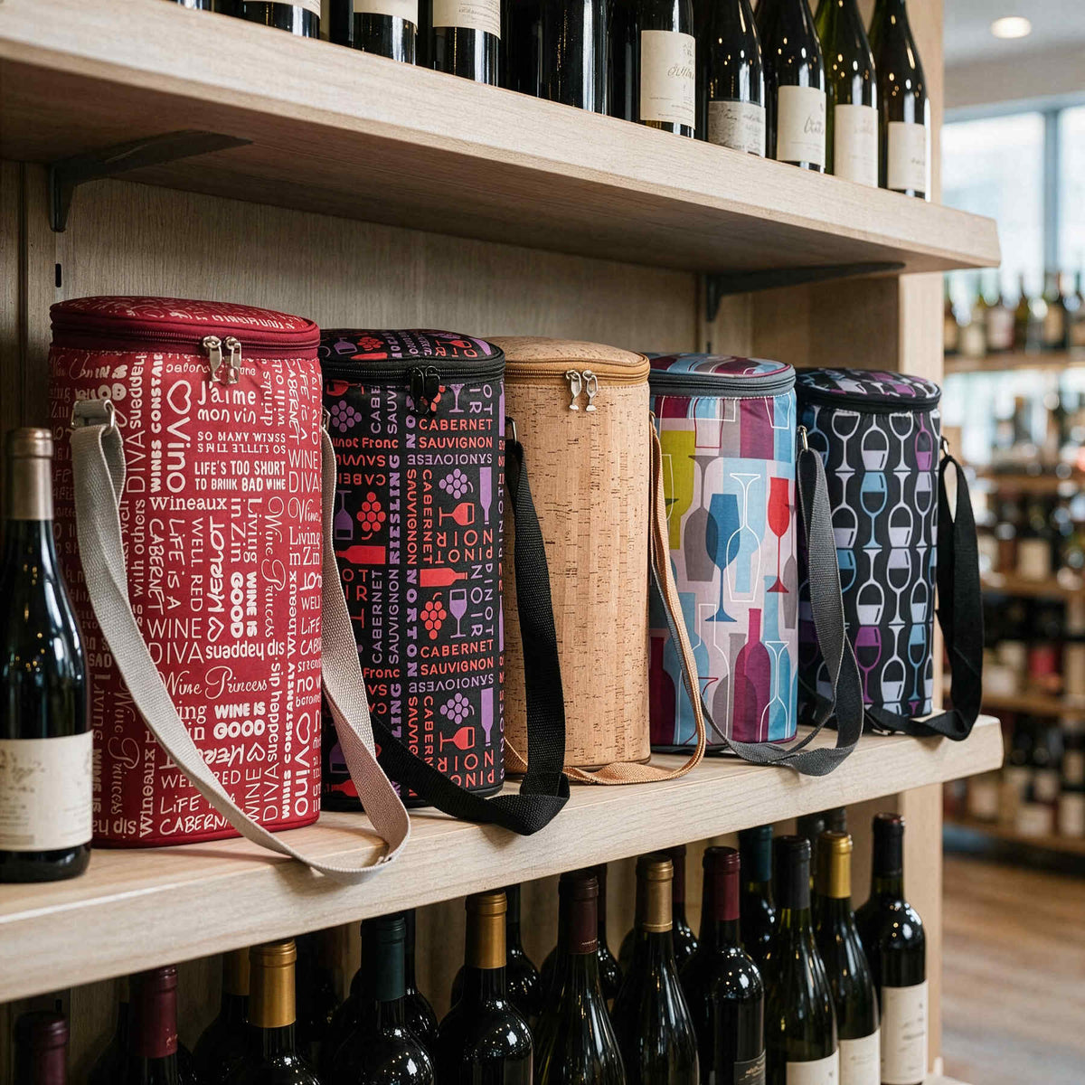 Insulated Two Bottle Bag - Stacked Glasses