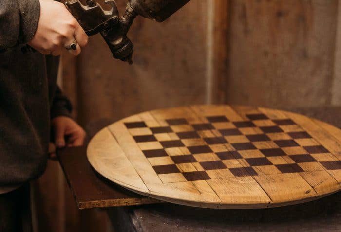 Whiskey Barrel Head Chessboard Set