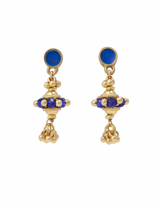 Jeannie Crystal + Enamel Dangle Earrings Blue