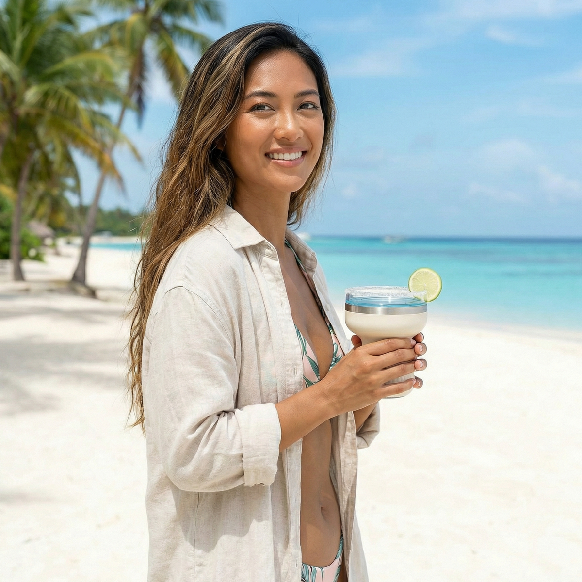 Double Wall Insulated Margarita Tumbler - Cream