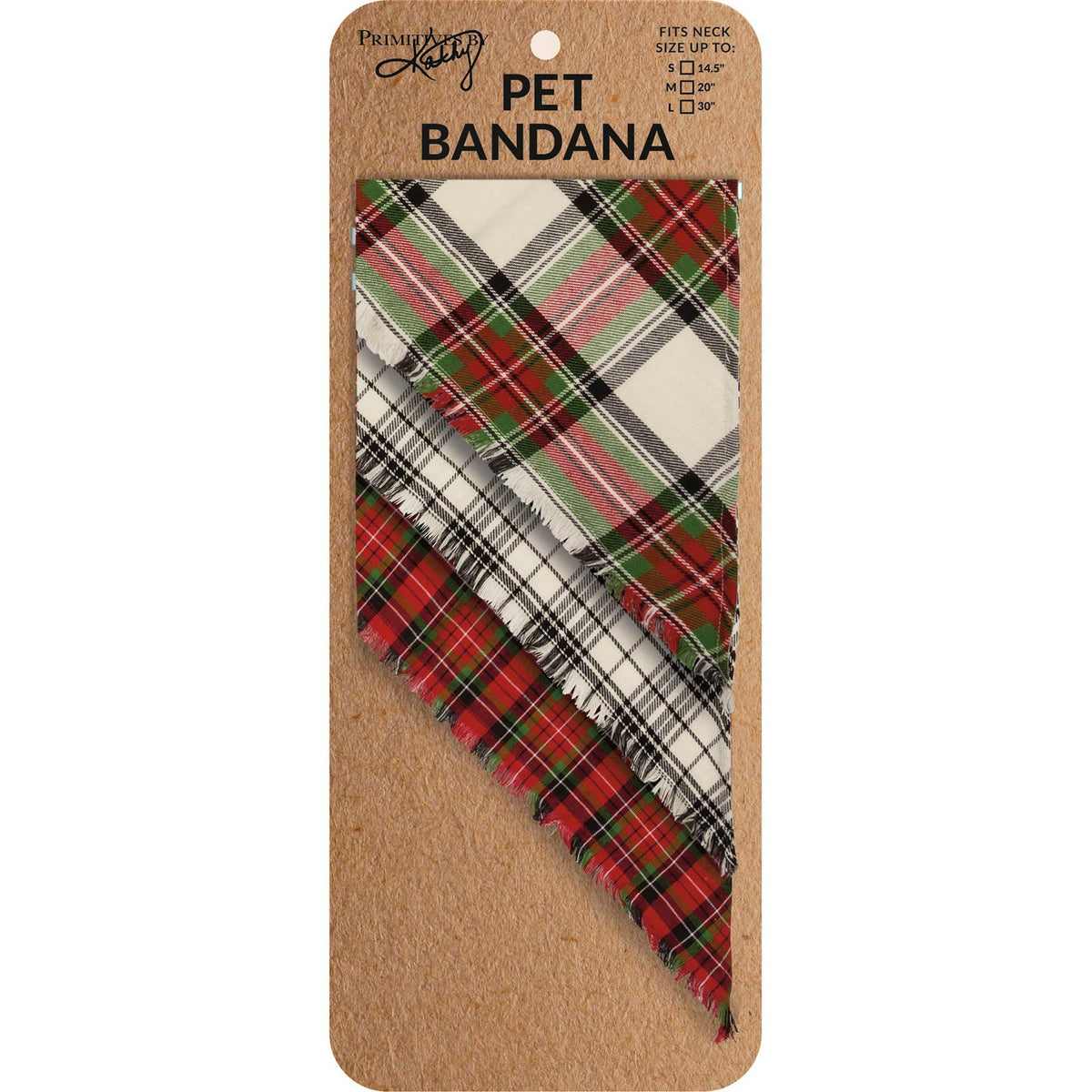 Small Plaid Christmas Pet Bandana Set