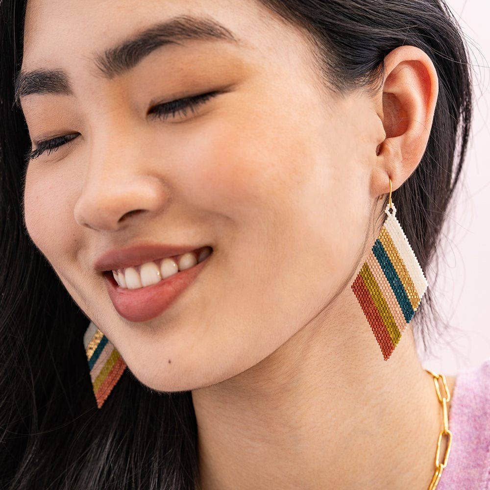Frida Diagonal Stripe Beaded Earrings