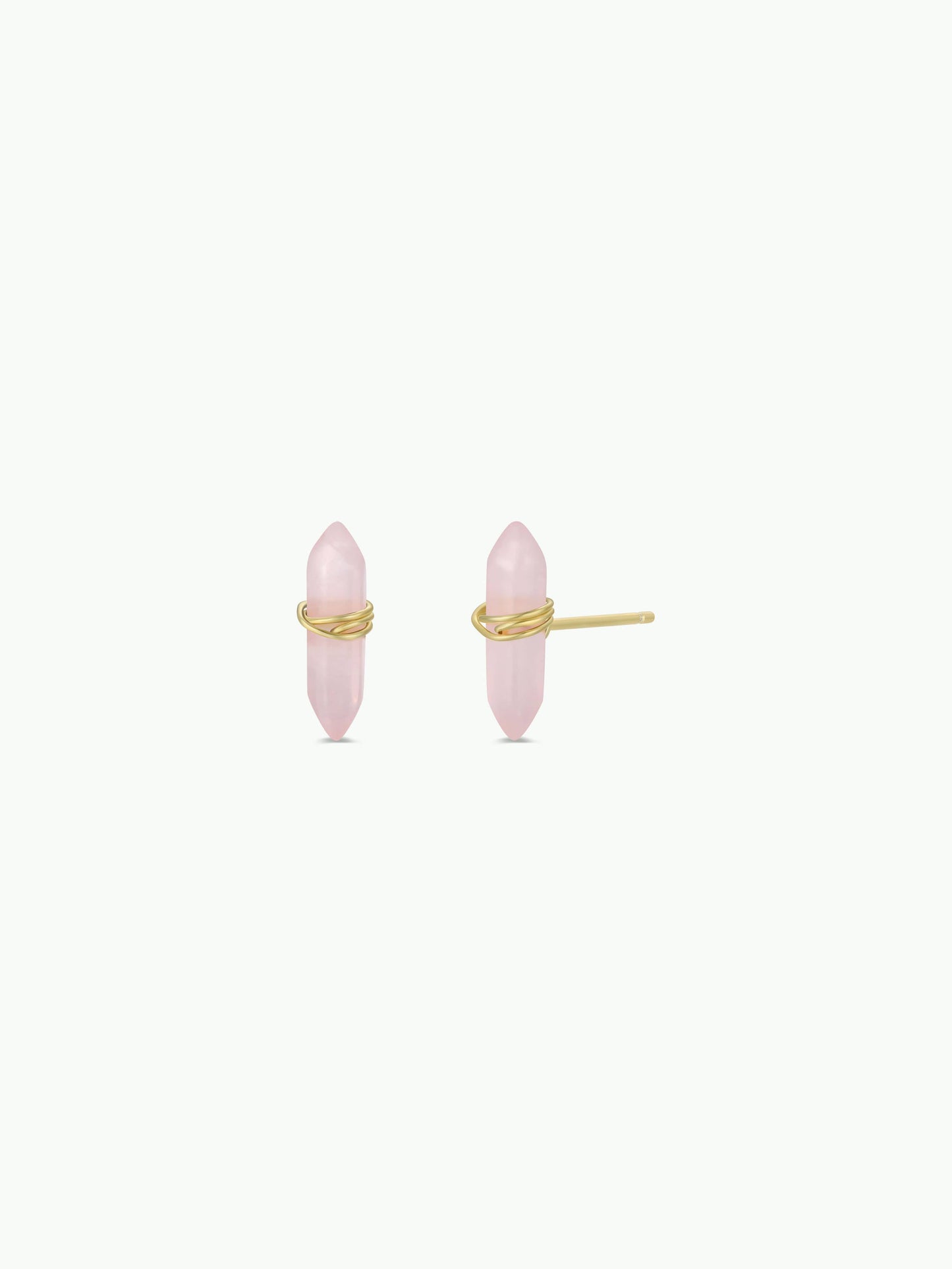 Mineral Point - Rose Quartz - Gold Wire Wrapped Earrings