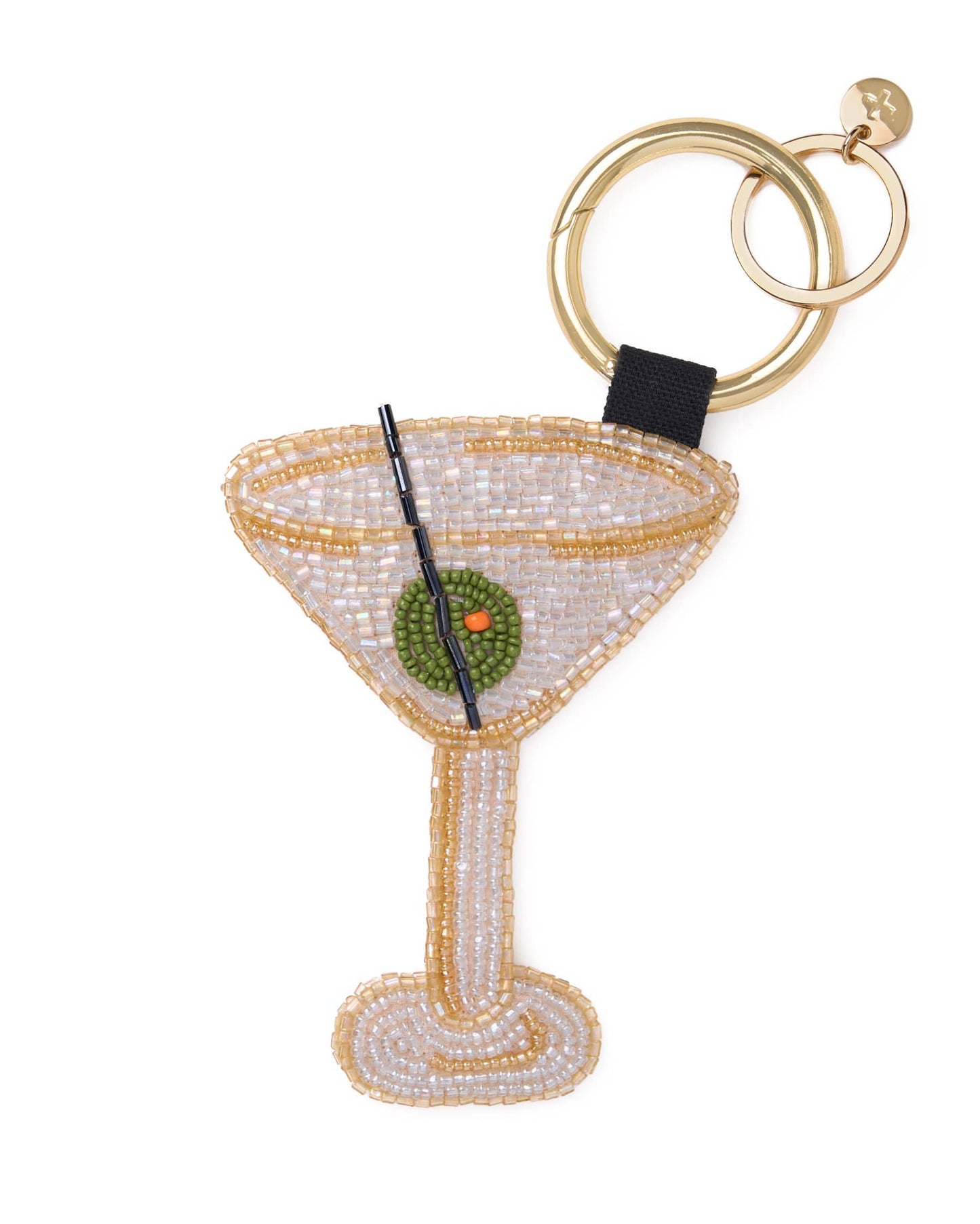 Riley Martini Glass Beaded Bag Charm White