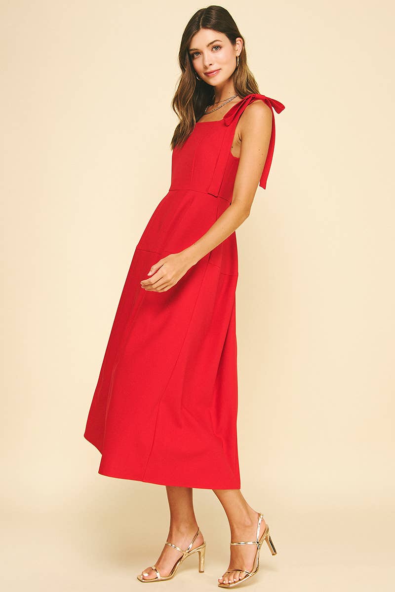Ribbon Detailed Sleeve Midi Dress