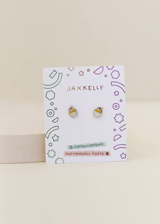 Cupcake Enamel Flat Back Kids Earrings