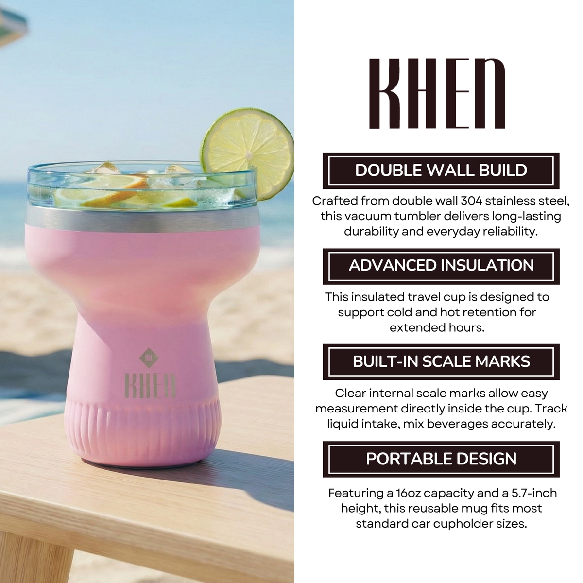 Double Wall Insulated Margarita Tumbler - Cherry Blossom