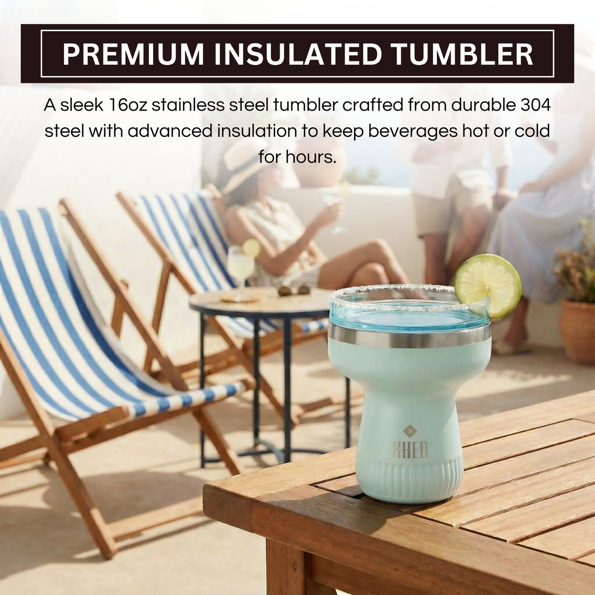 Double Wall Insulated Margarita Tumbler - Sea Glass