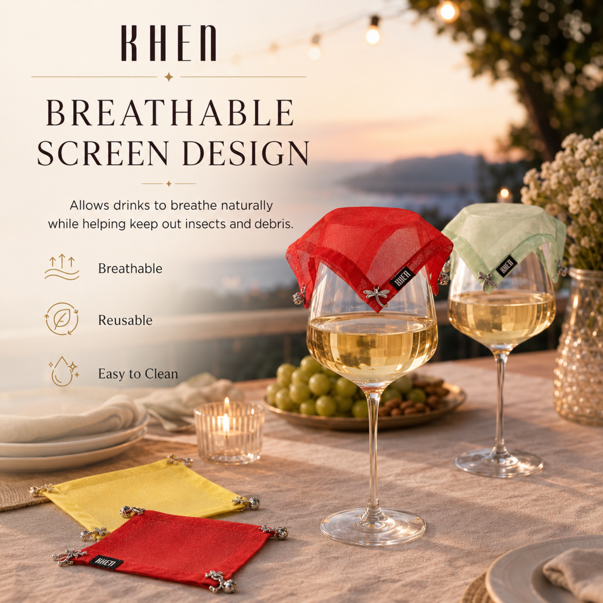 Weighted Outdoor Wine Glass Covers - Set of 4