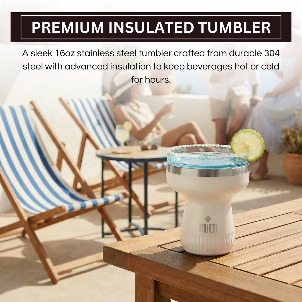 Double Wall Insulated Margarita Tumbler - Cream