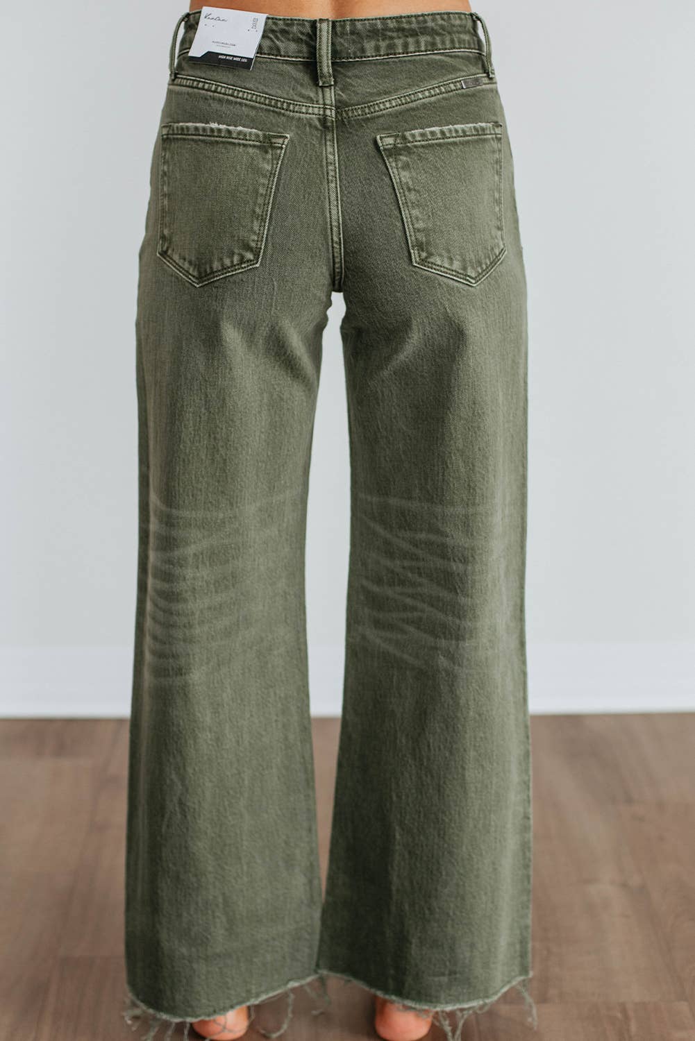 Slight Distressed Raw Edge Wide Leg Jeans