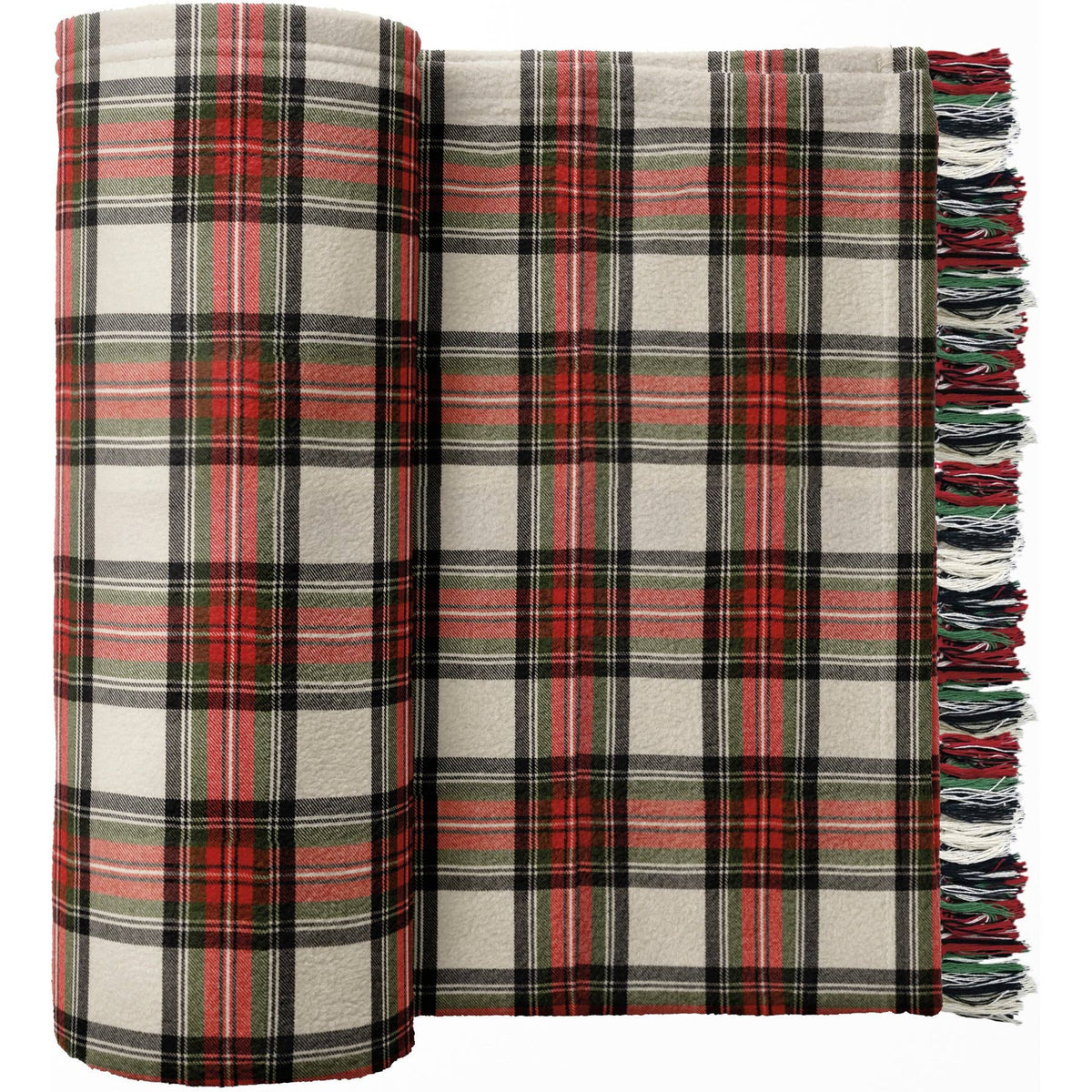 Cream Plaid Throw Blanket