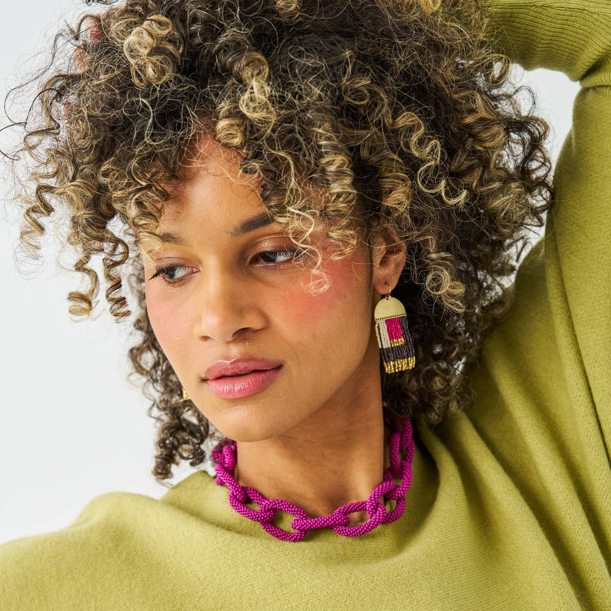 Jenna Chain Link Beaded Necklace