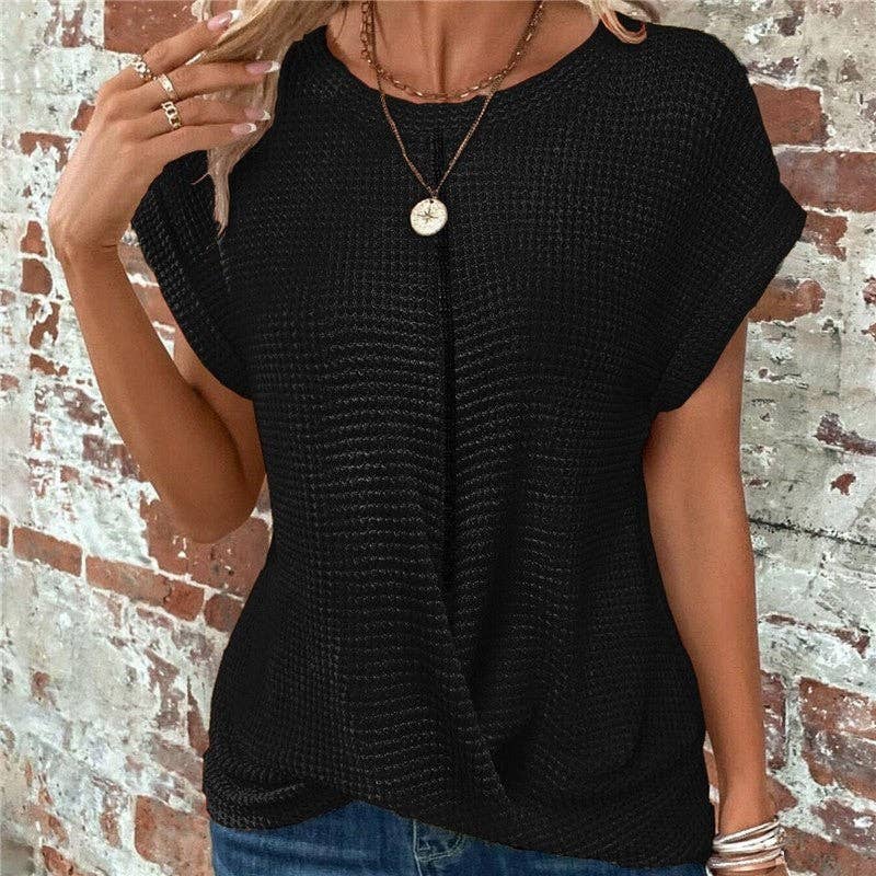 Round Neck Twist Short Sleeve T-Shirt