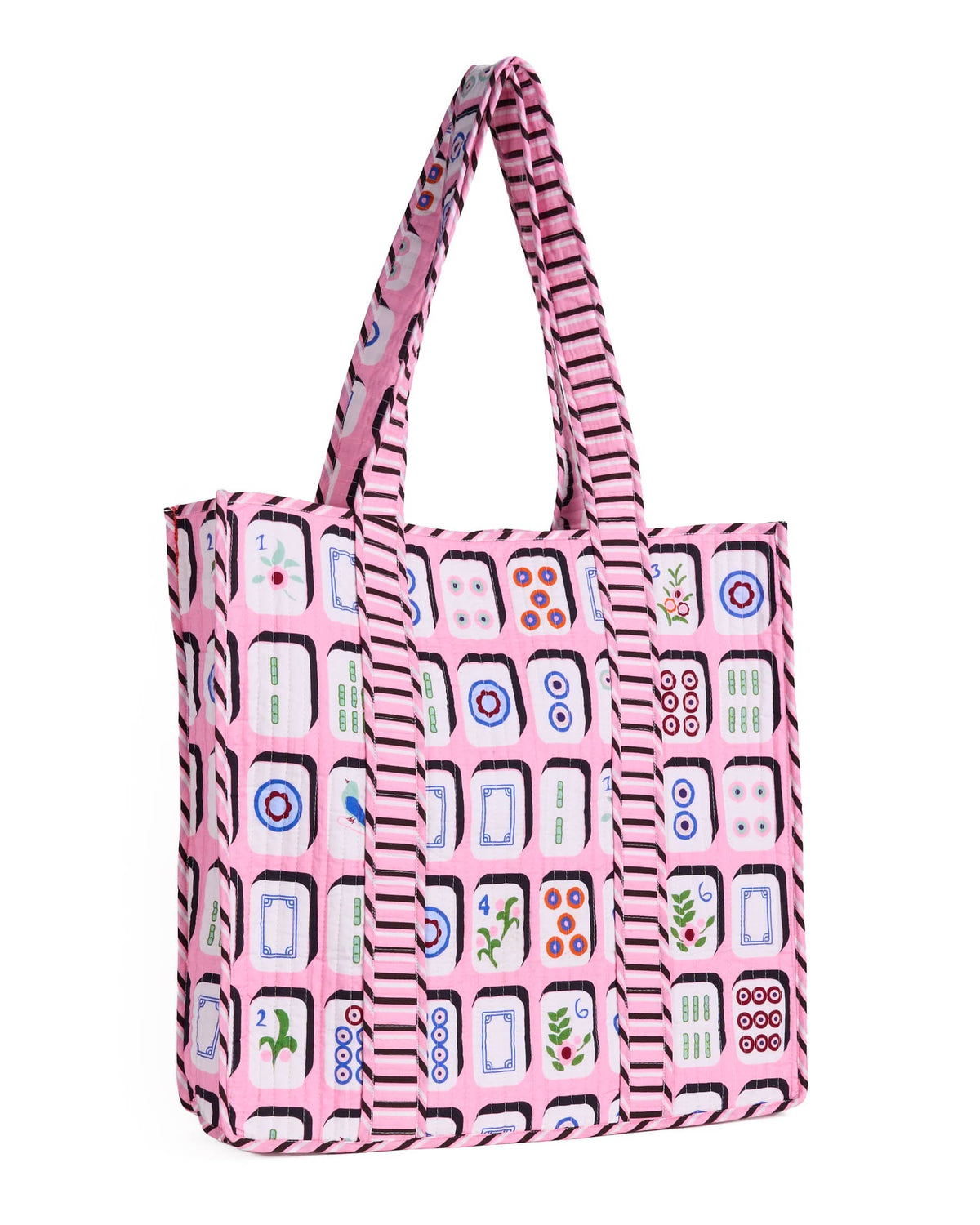 Evie Mahjong Reversible Quilted Tote Bag Pink