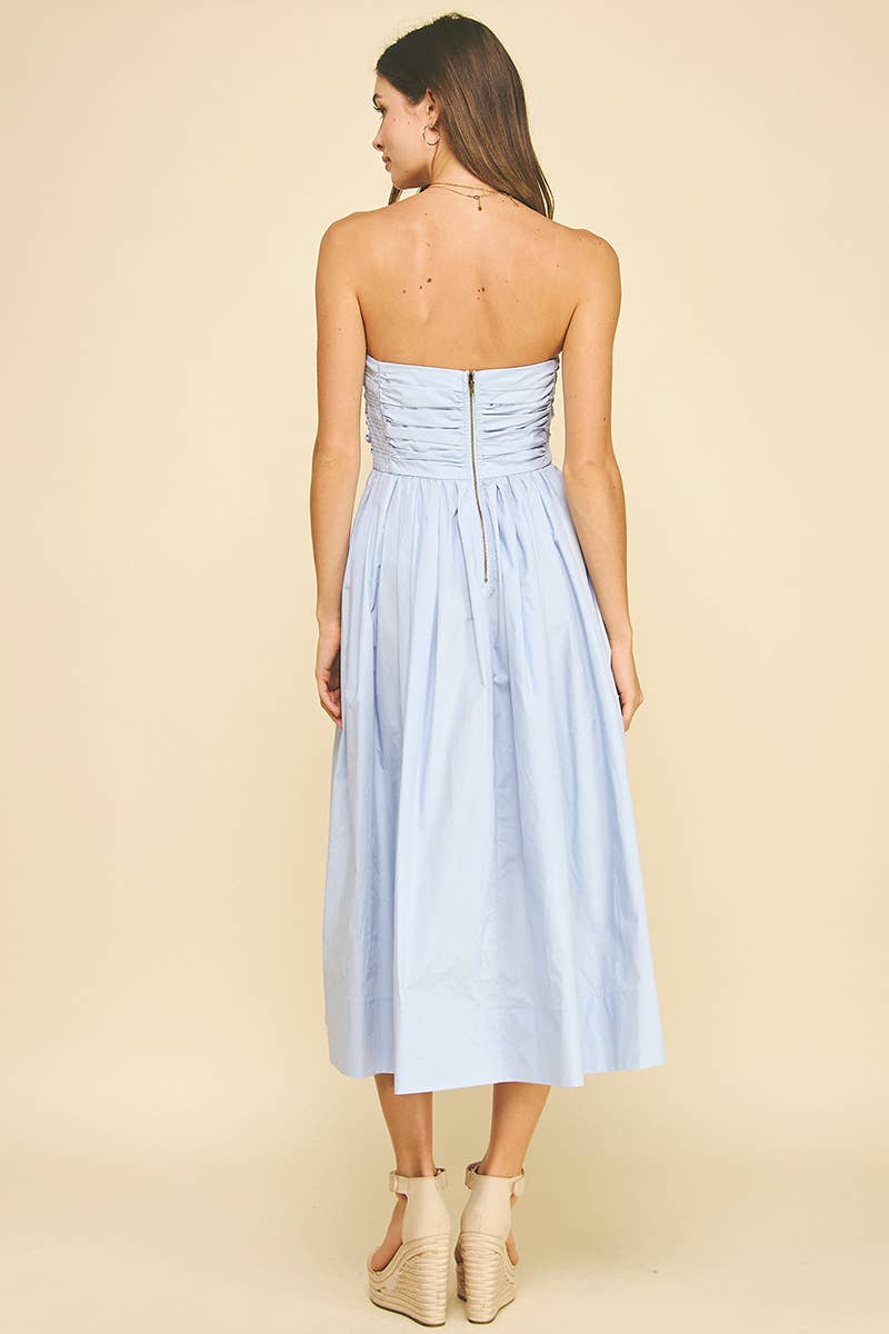 Shirring Detailed Sleeveless Midi Dress