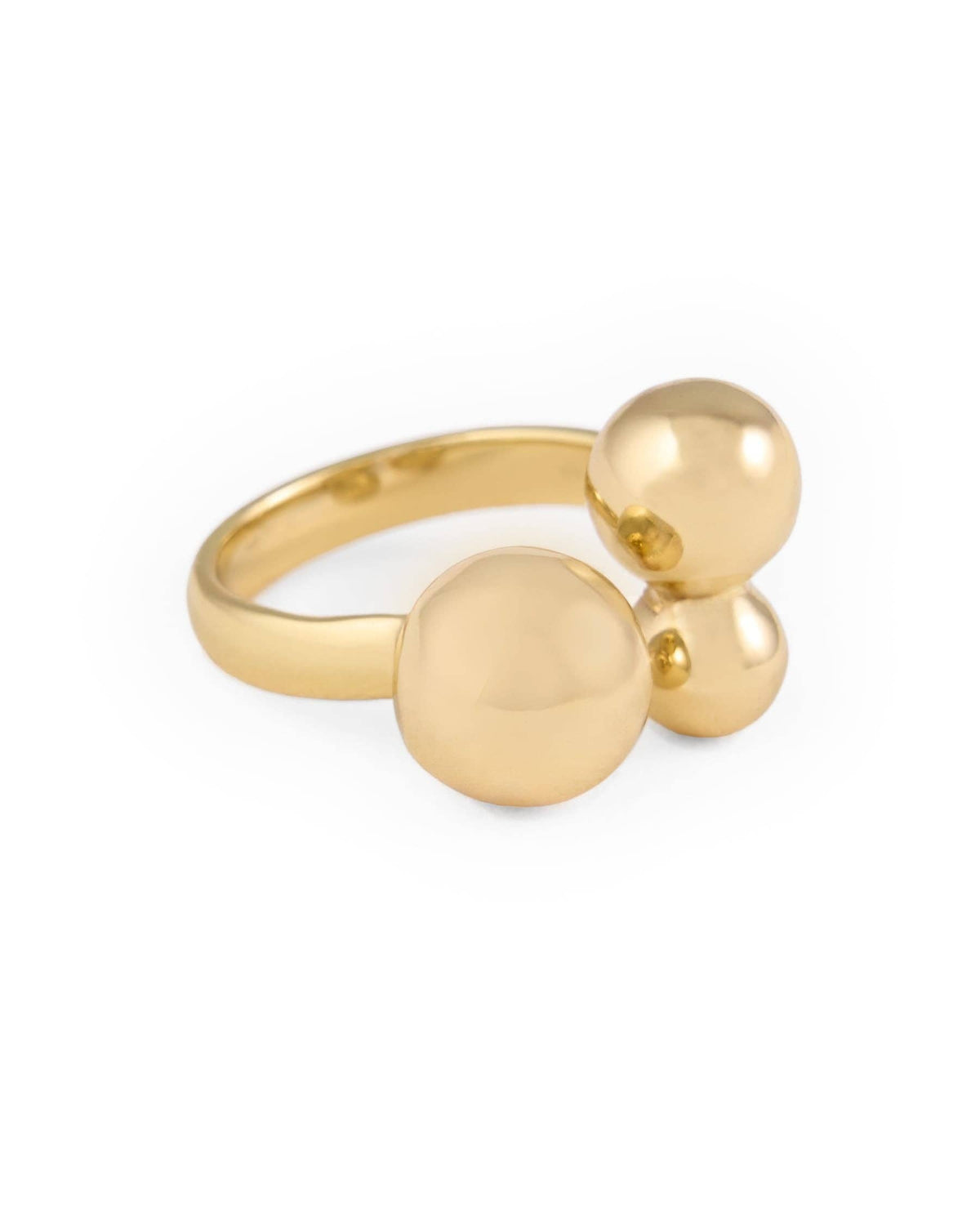 Jane Open Wrap Triple Bubble Adjustable Ring Brass