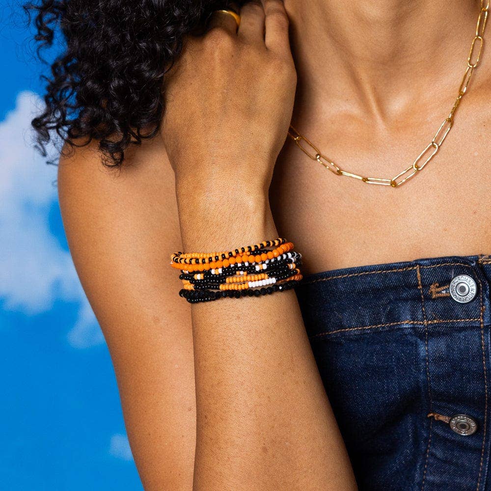 Game Day Beaded 10 Strand Stretch Bracelet Set