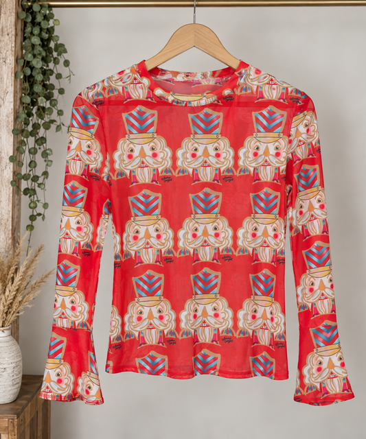 Nutcracker Mesh Top Red