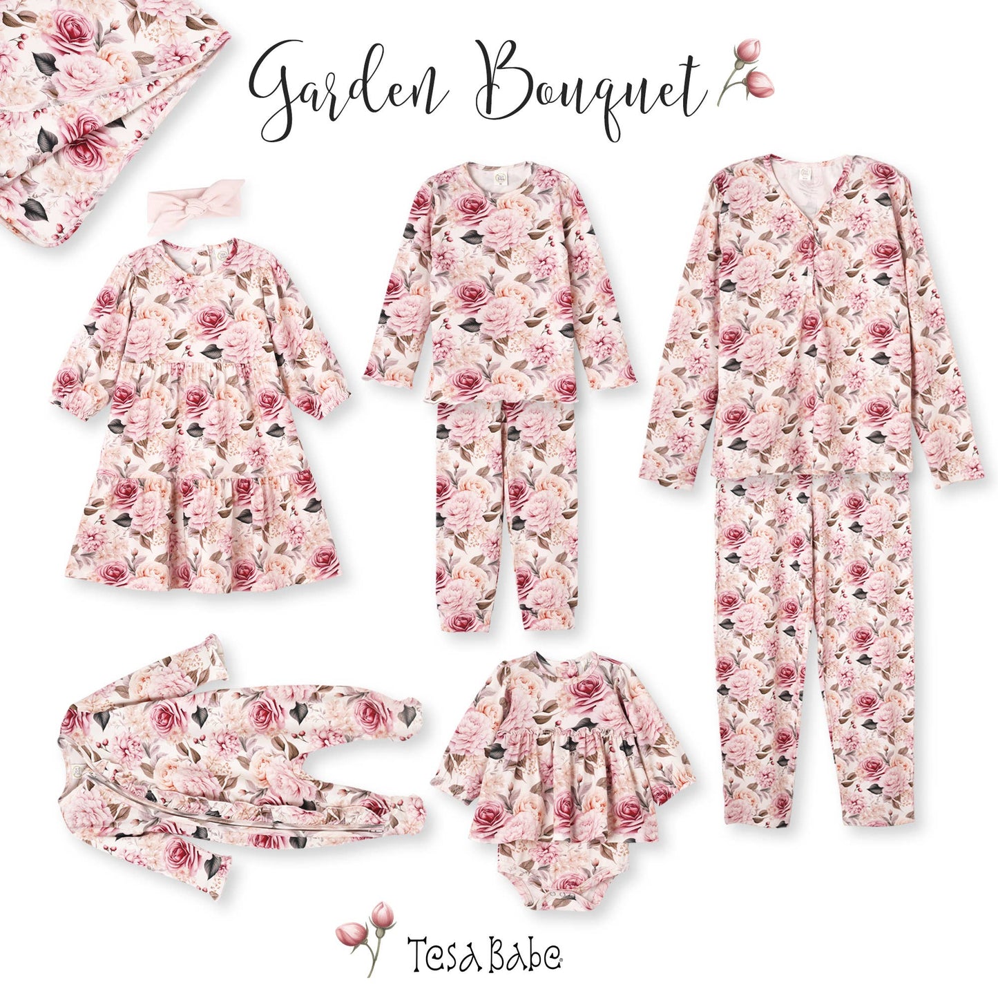 Garden Floral Matching Family Pajamas – Soft Bamboo - Gift