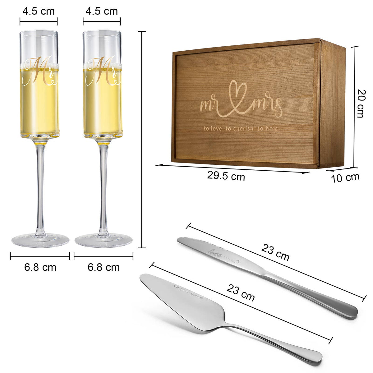 Mr & Mrs Champagne Flutes Gift Set - Silver