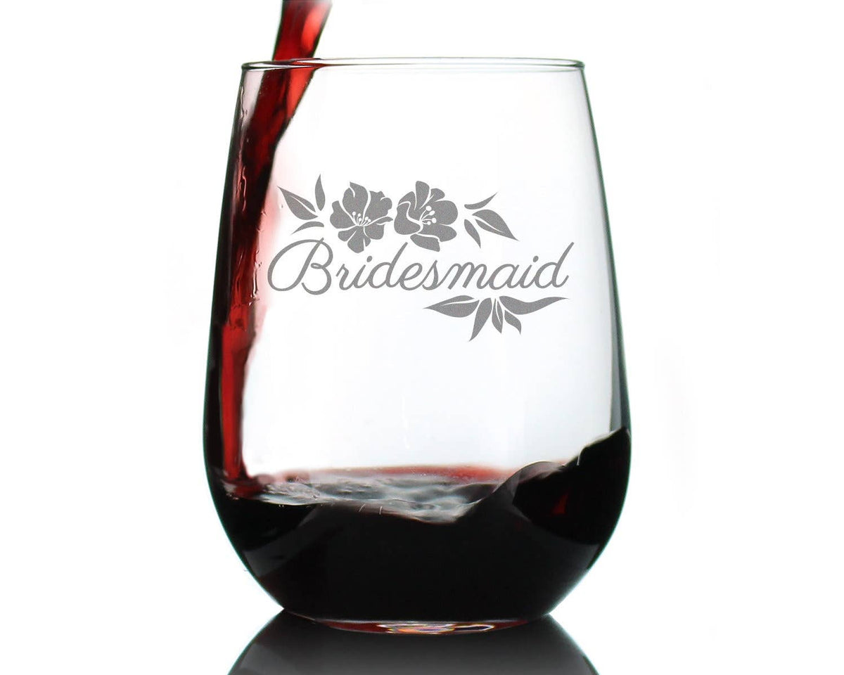 Wedding Bridesmaid Stemless Wine Glass