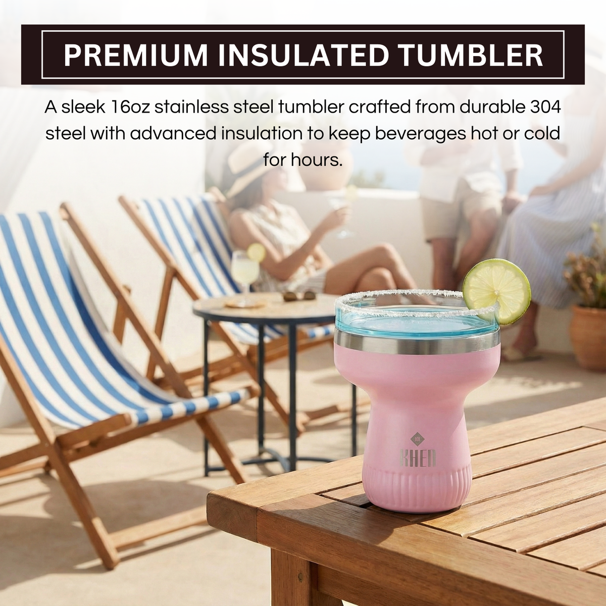 Double Wall Insulated Margarita Tumbler - Cherry Blossom